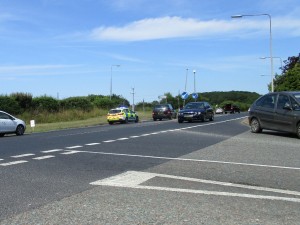 Two cars involved with a traffic accident on Friday afternoon.