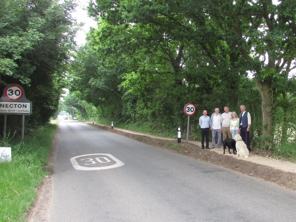 Cllrs Thompson, Woodward, Matthews and Hayton along with the Parish Clerk and Teddy and Pearl.